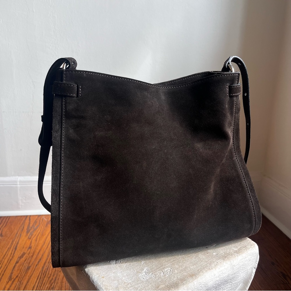 Gianni Chiarini Elegant Luxury Dark Brown Suede Crossbody Bag - NWT